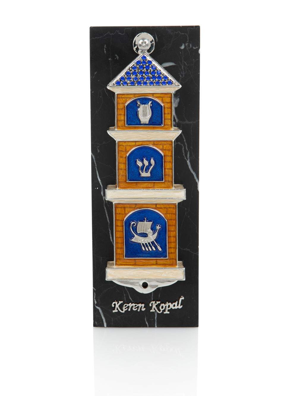 Blue Contemporary Synagogue style Mezuzah