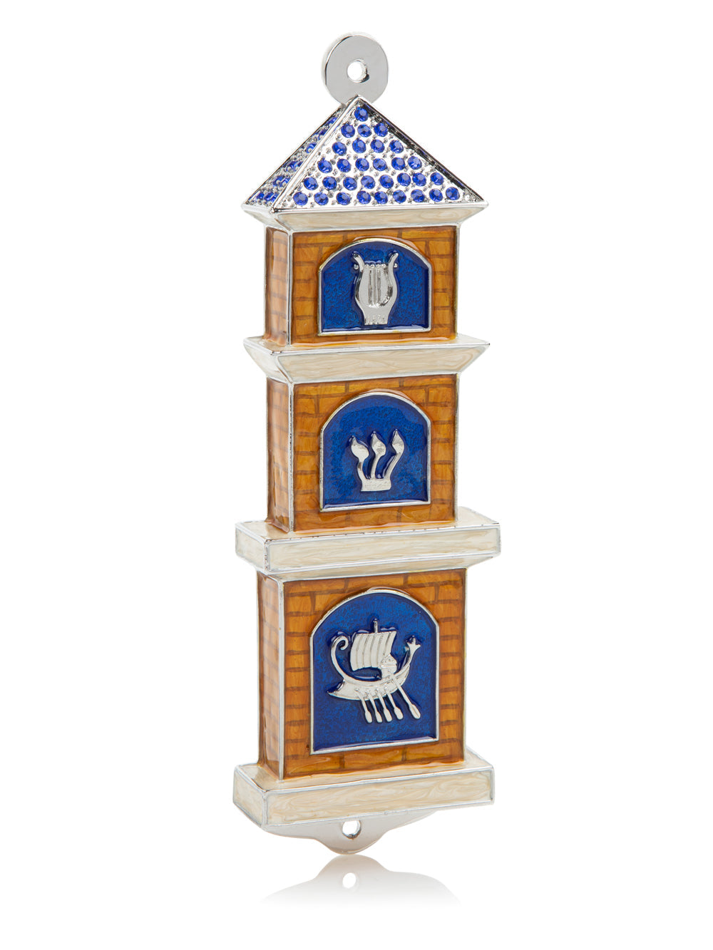 Blue Contemporary Synagogue style Mezuzah