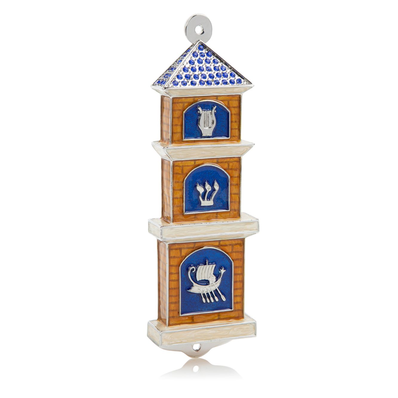 Blue Contemporary Synagogue style Mezuzah