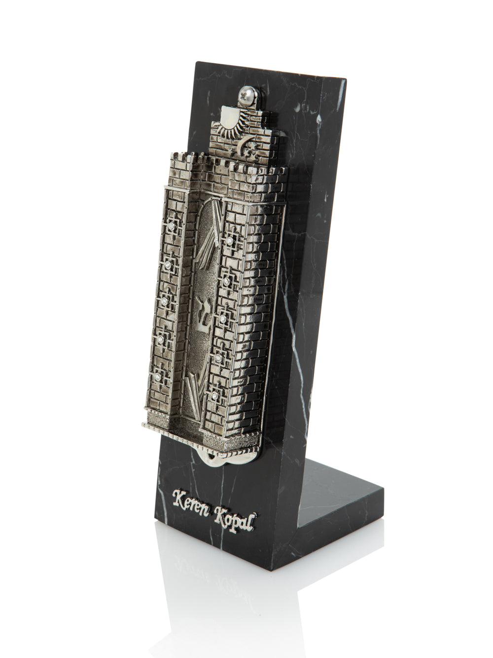Silver Western Wall style Decorated Mezuzah