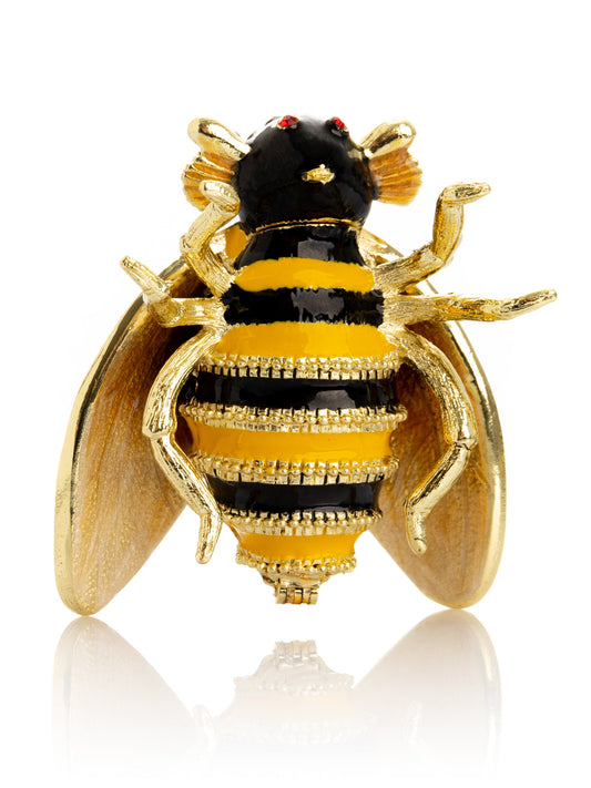 Gold & Black Enamel Honey Bee Queen Trinket Box