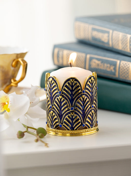 Keren Kopal Blue Decorated Candle Holder