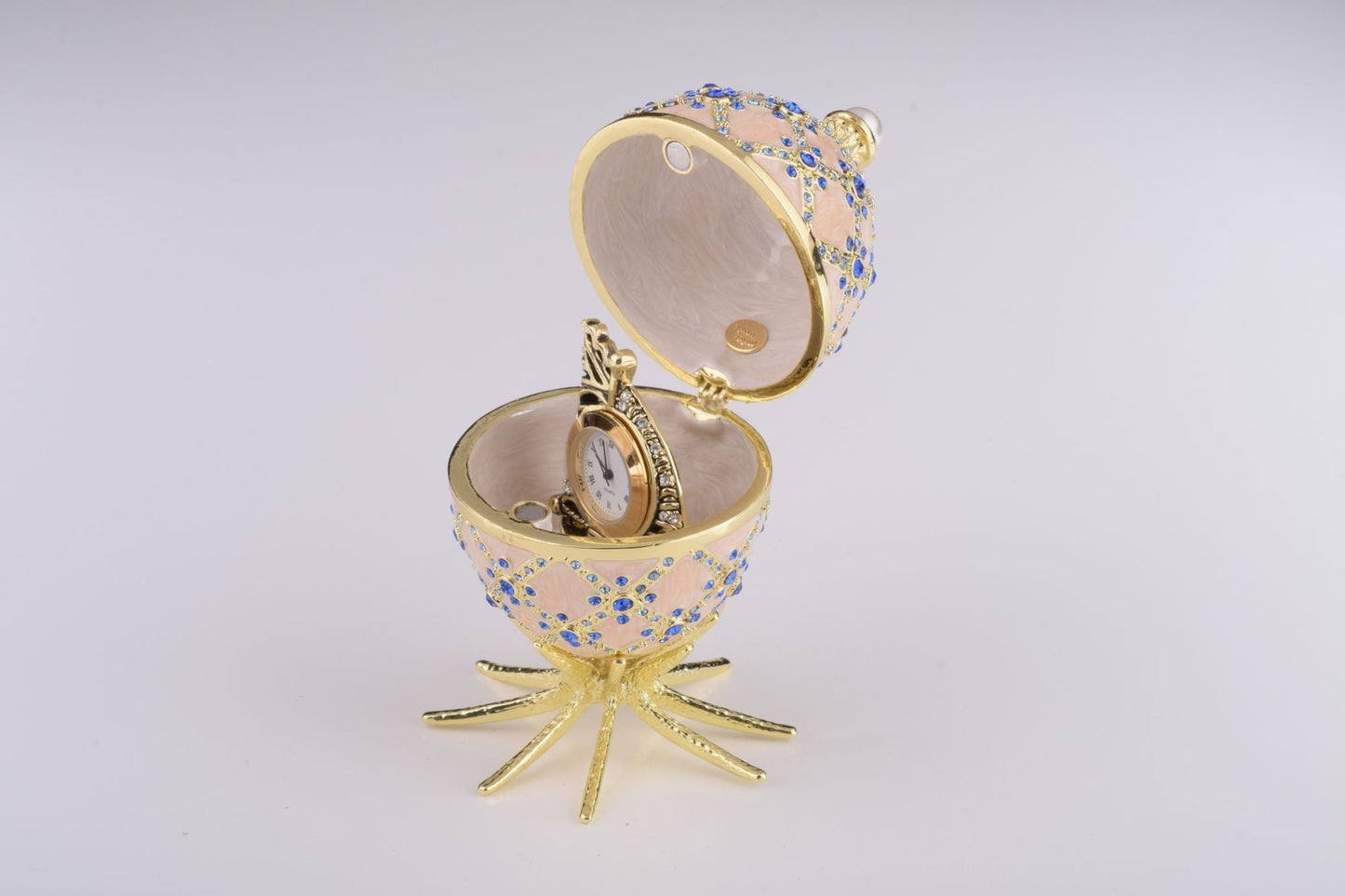 Keren Kopal Pink Faberge Egg with Clock Inside