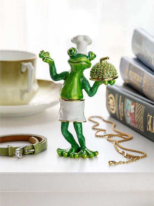 Gourmet Frog Chef Trinket Box
