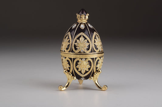 Keren Kopal Gold & Black Faberge Egg with Clock