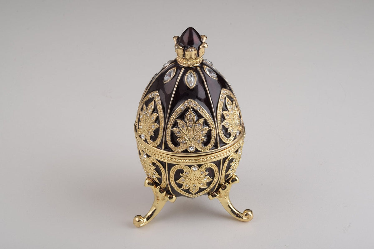 Keren Kopal Gold & Black Faberge Egg with Clock