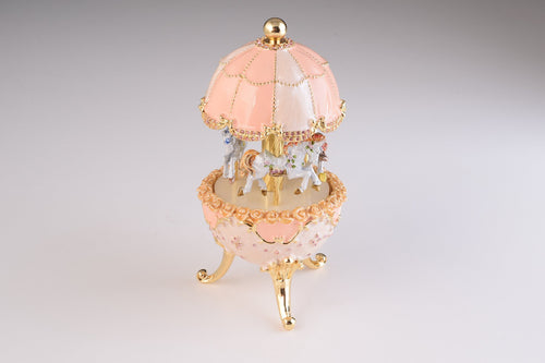 Faberge Egg Pink with Music Royal Horses Carousel