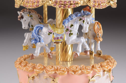 Faberge Egg Pink with Music Royal Horses Carousel