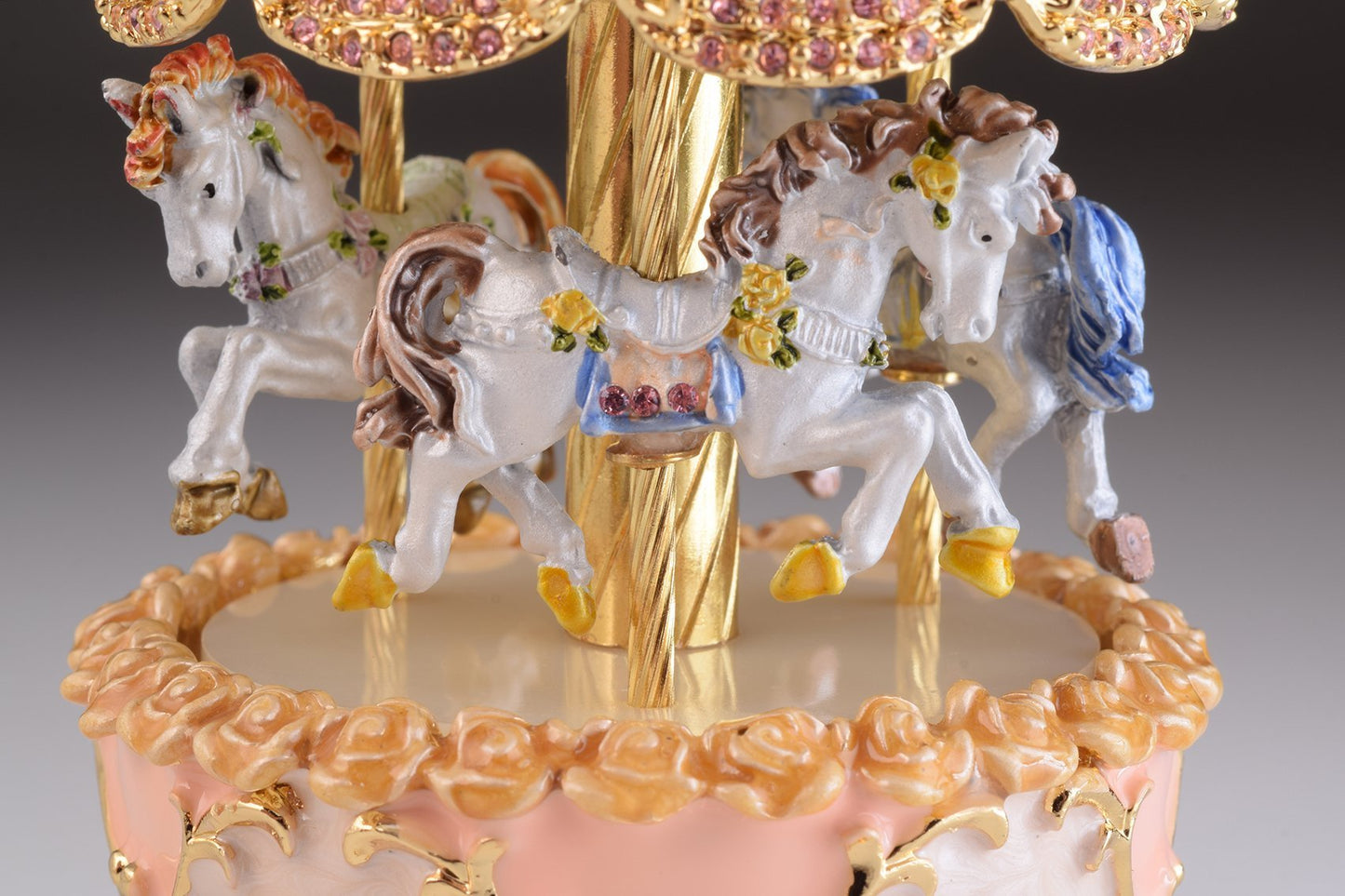 Keren Kopal Pink Wind up Carousel Faberge Egg