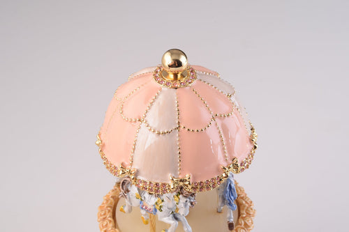 Faberge Egg Pink with Music Royal Horses Carousel