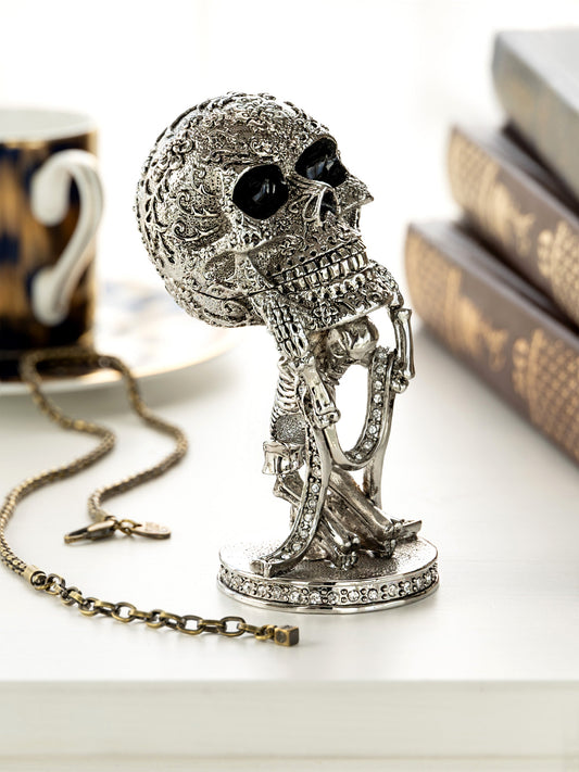 Keren Kopal Silver Skeleton holding Skull