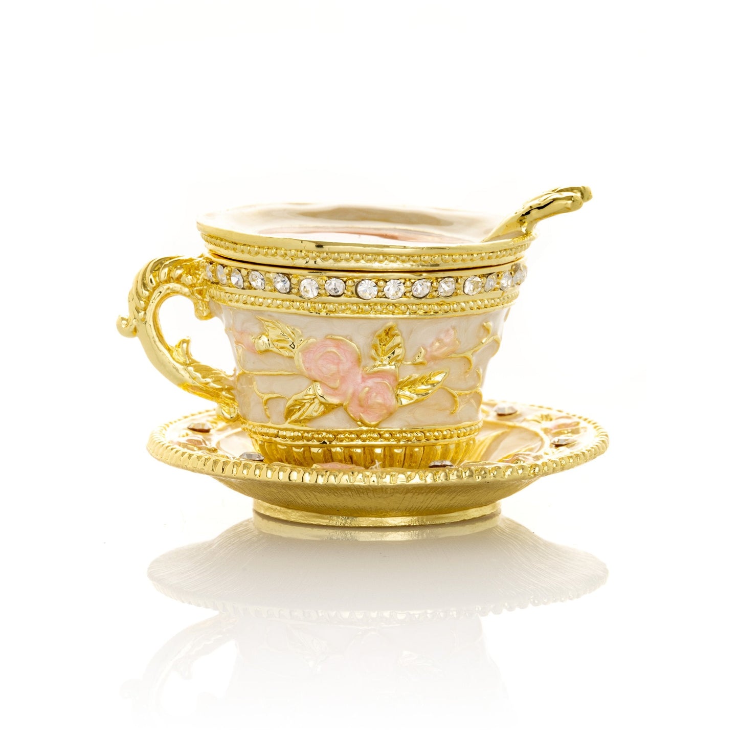 Keren Kopal Golden Tea Cup with Pink Roses