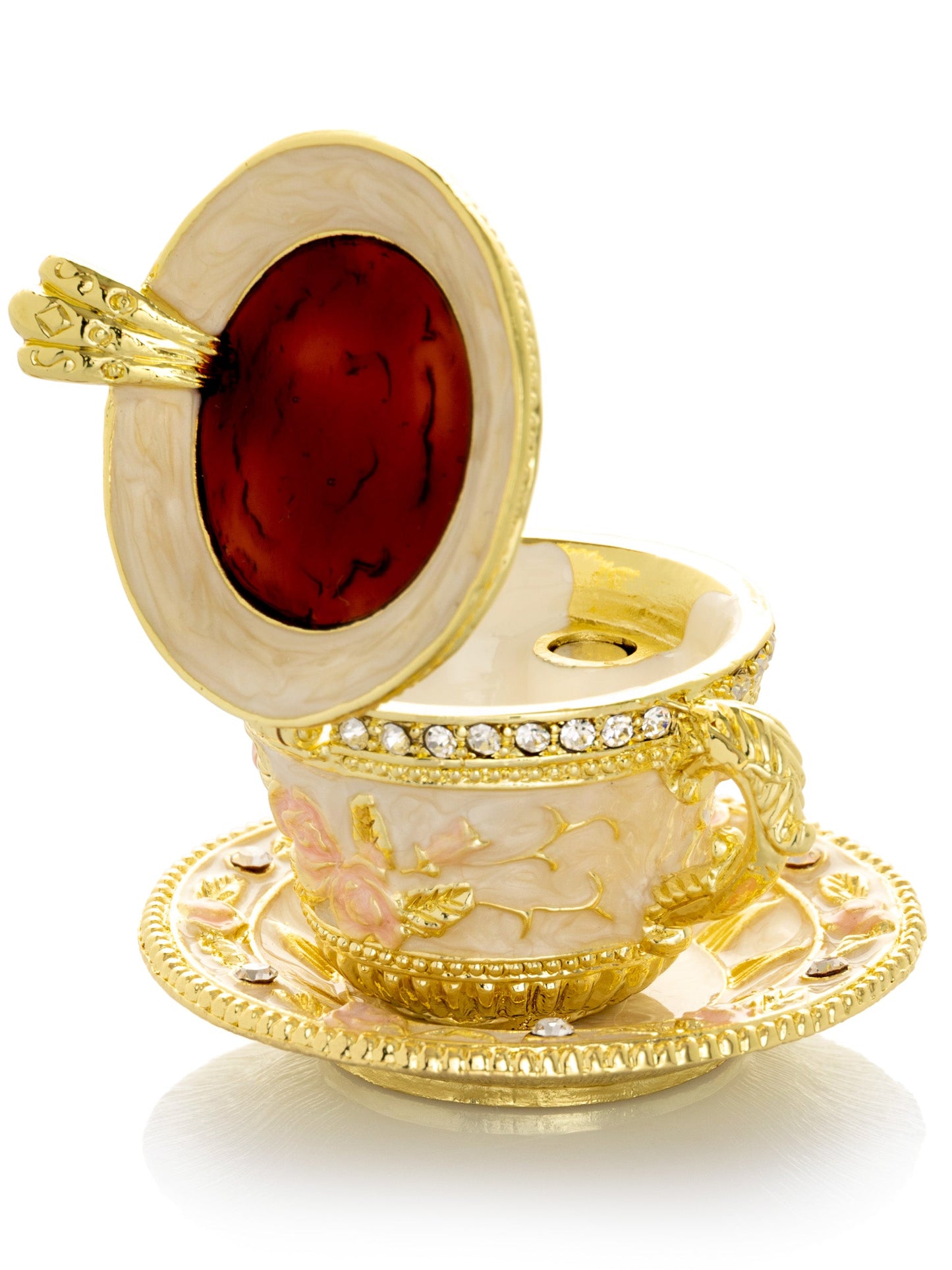 Keren Kopal Golden Tea Cup with Pink Roses