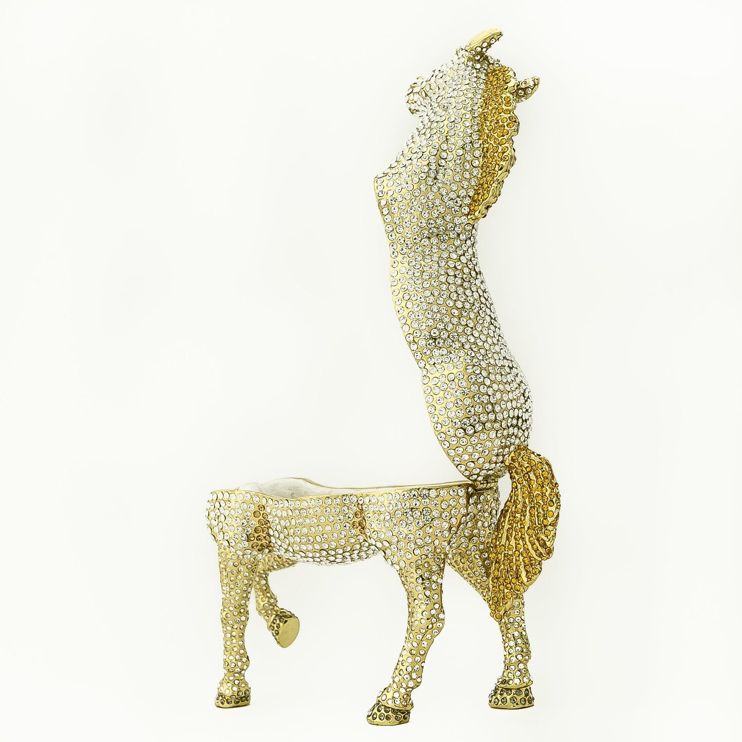 Keren Kopal Large Golden Horse Decorated with White Crystals