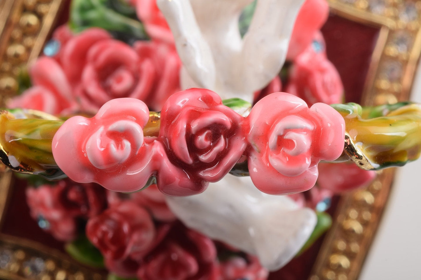 Keren Kopal Red Decorated Box with Roses and Two White Doves