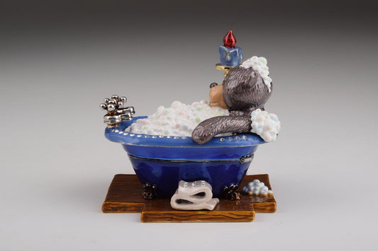 Keren Kopal Teddy Bear in a Bath Trinket Box