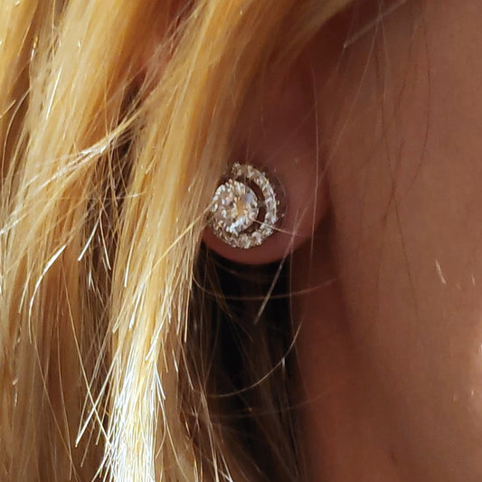 Dainty Round Zarconia Stud Earrings