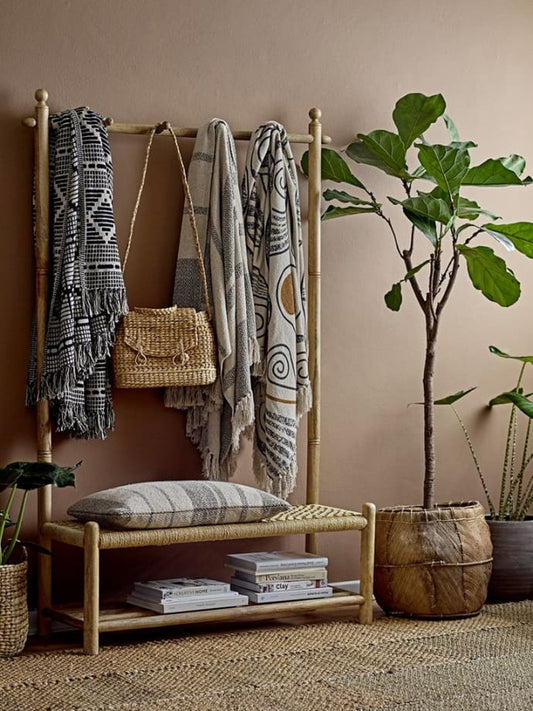 BOHO שמיכת כותנה צהוב מולטי קולור