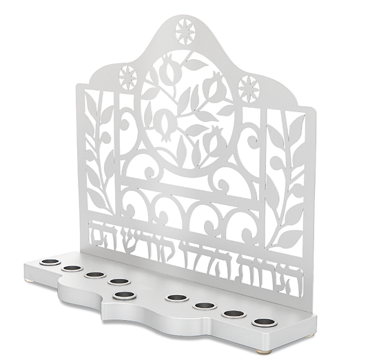 חנוכיית אלומיניום ציפוי זהוב רימונים