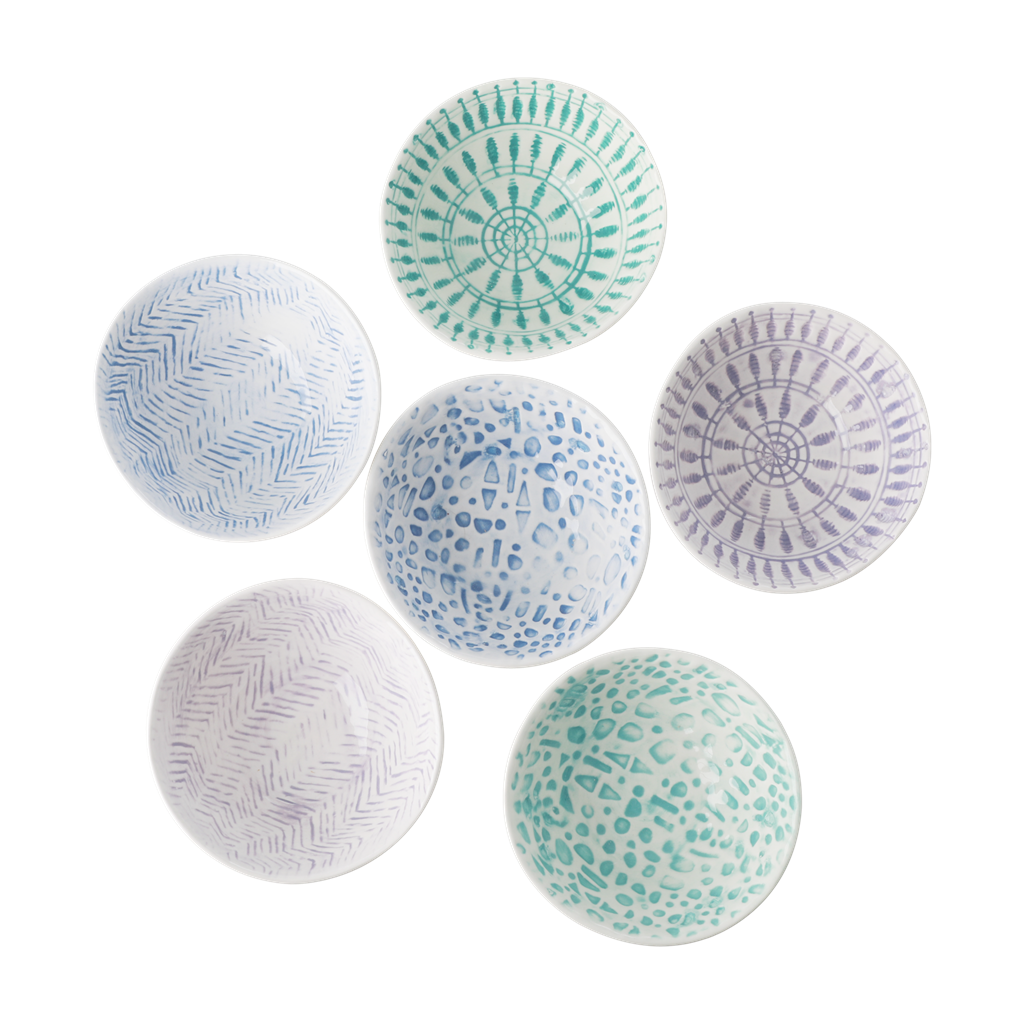 Rice DK Set of 6 Ceramic Dipping Bowls in Assorted Colors