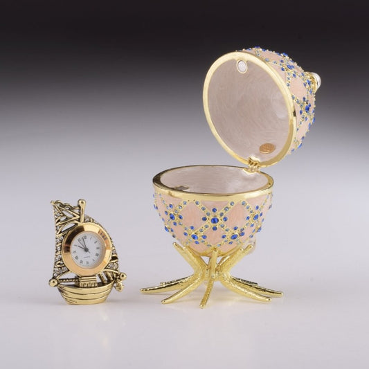 Pink Faberge Egg with Clock Inside