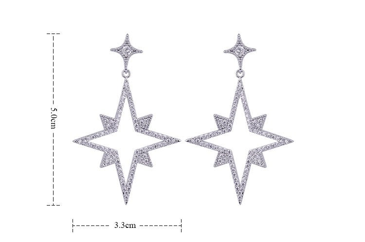 Drop Zirconia Star Earrings