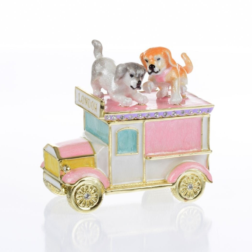 Dog puppies London bus Trinket Box - Exquisite Decor