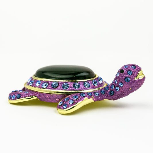 Violet Turtle Decorated with Blue Crystals - Exquisite Decor