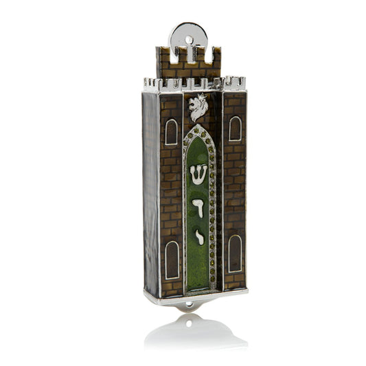 Brown Holy Ark style Mezuzah