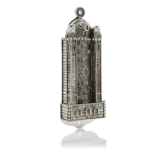 Silver Western Wall style Mezuzah
