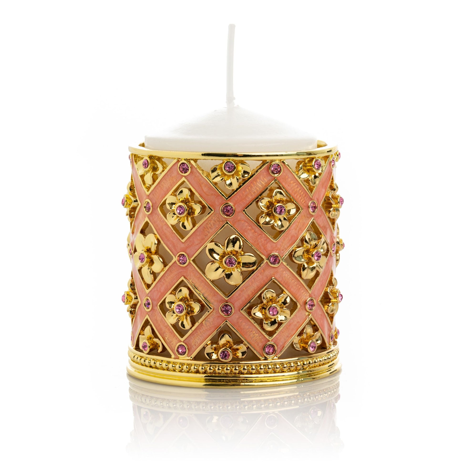 Pink Decorated Candle Holder - Exquisite Decor