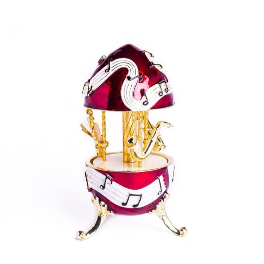 Keren Kopal Red Musical Carousel with Music Instruments Violin Saxophone Trumpet