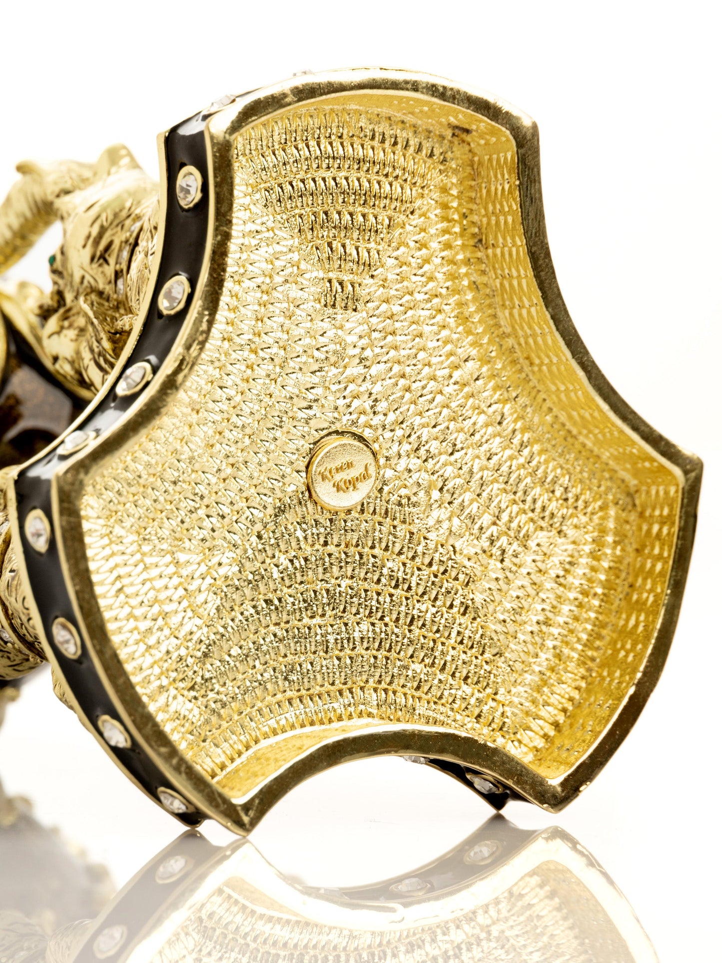 Regal Brown and Gold Enamel Egg with Elephant Pedestal