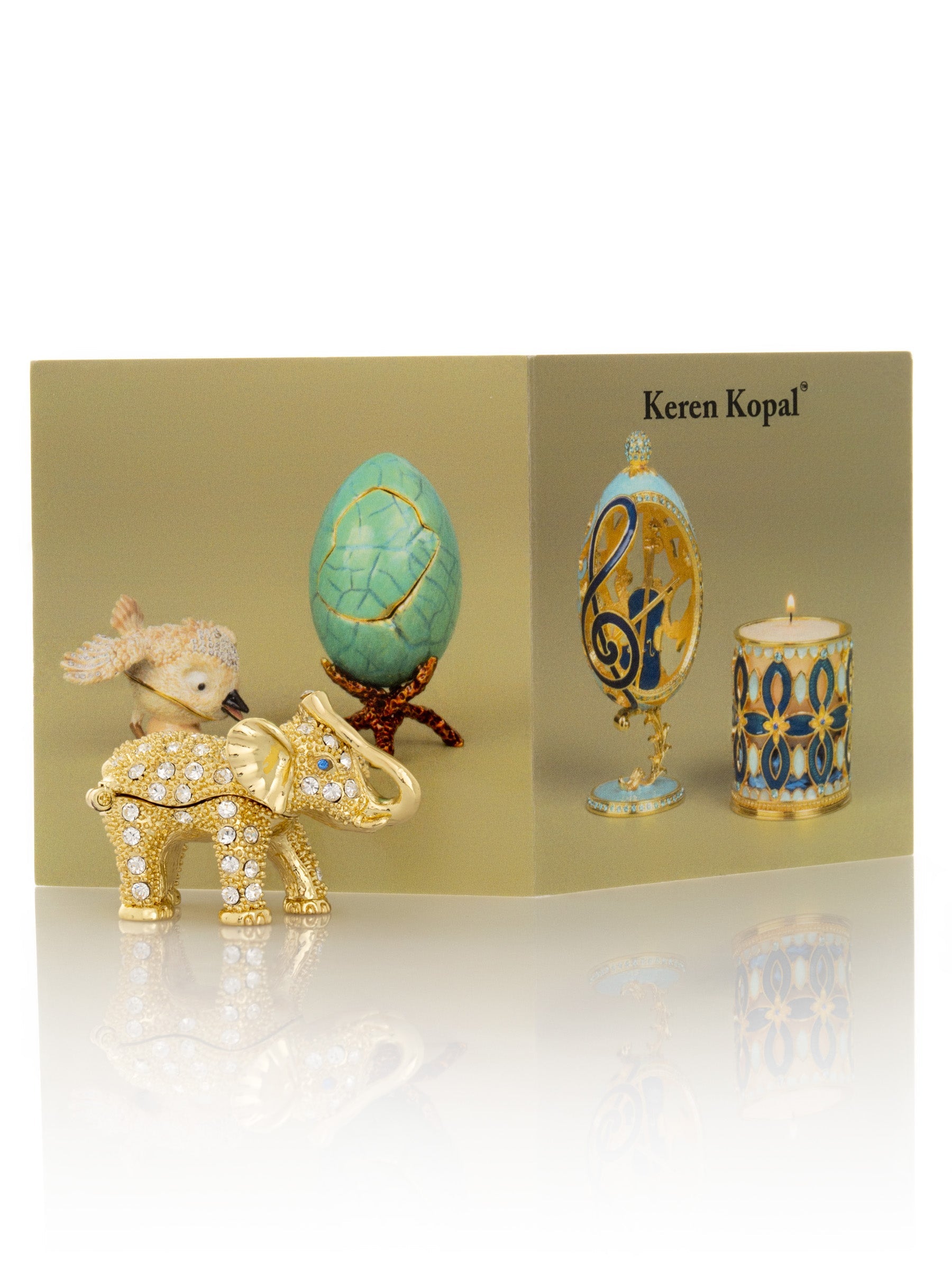 Keren Kopal Golden Elephant with crystals