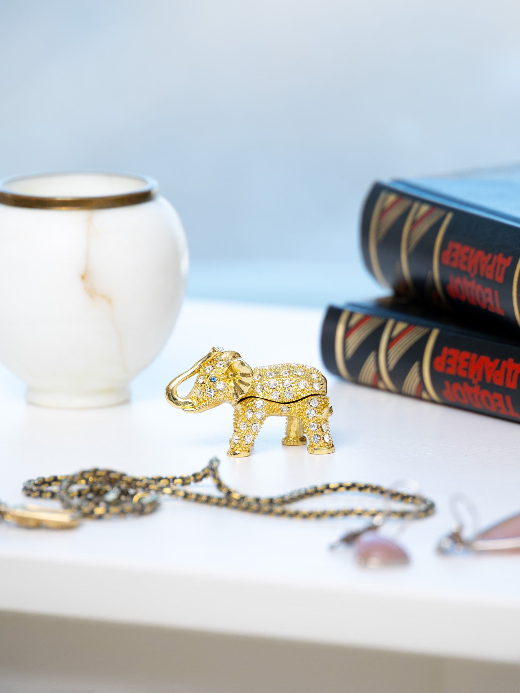 Keren Kopal Golden Elephant with crystals