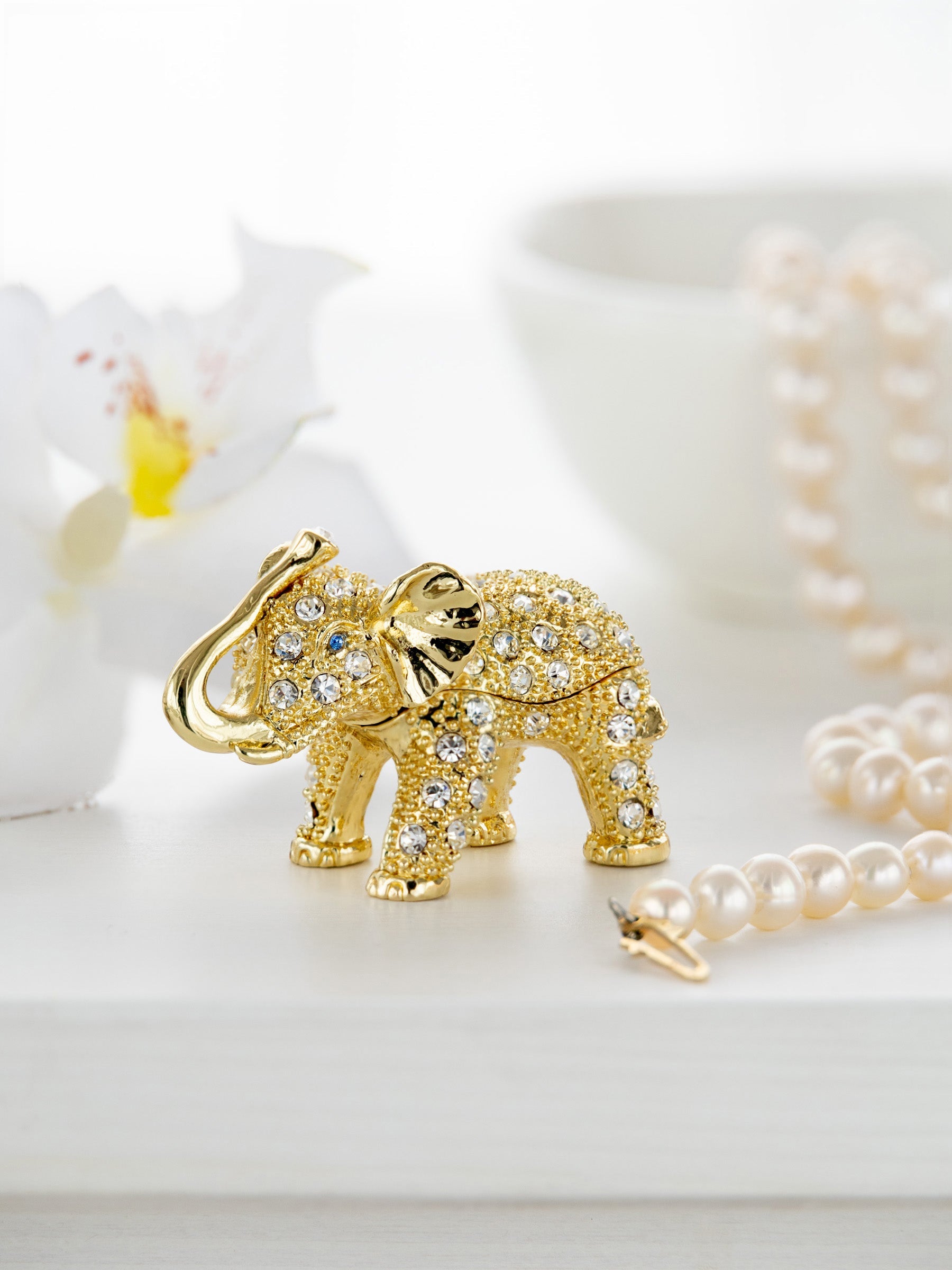 Keren Kopal Golden Elephant with crystals