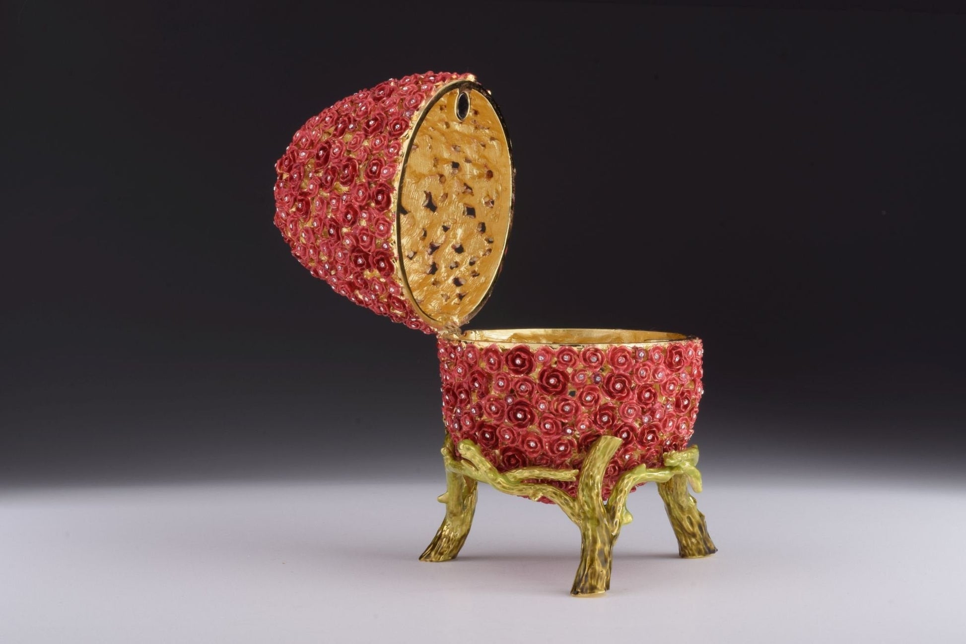 Keren Kopal Red Flowers Faberge Egg