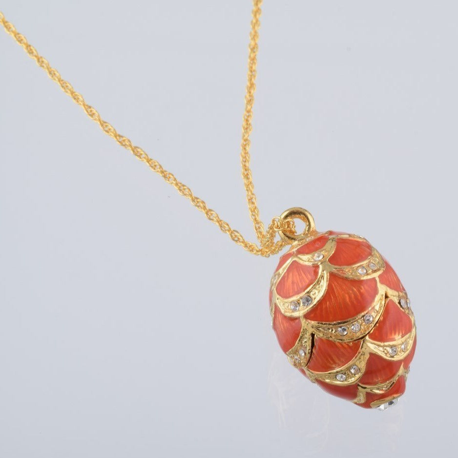 Gold & Red Egg Pendant Necklace - Exquisite Decor