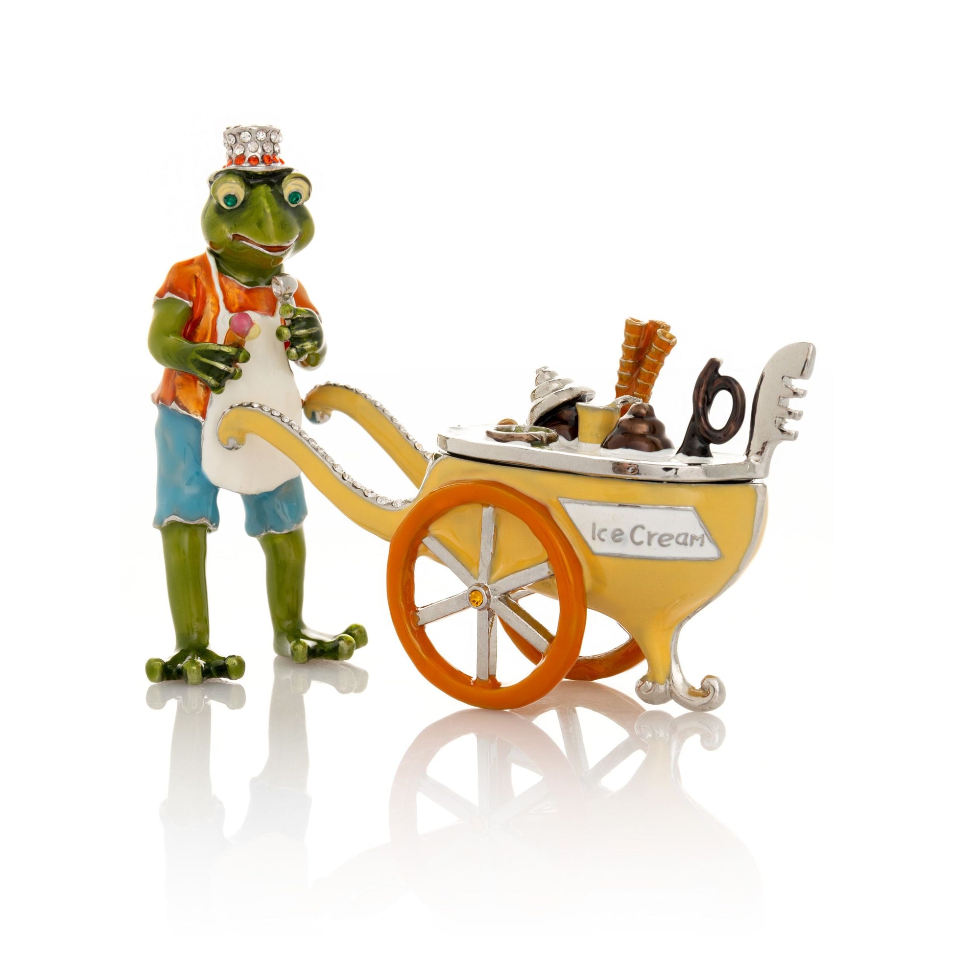 Frog ice cream seller with a colorful ice cream cart - Exquisite Decor