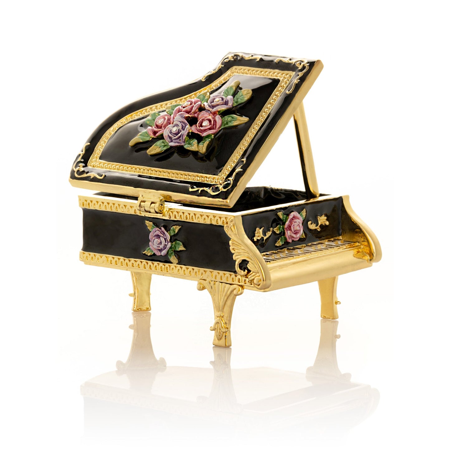 Black Piano with Flowers - Exquisite Decor