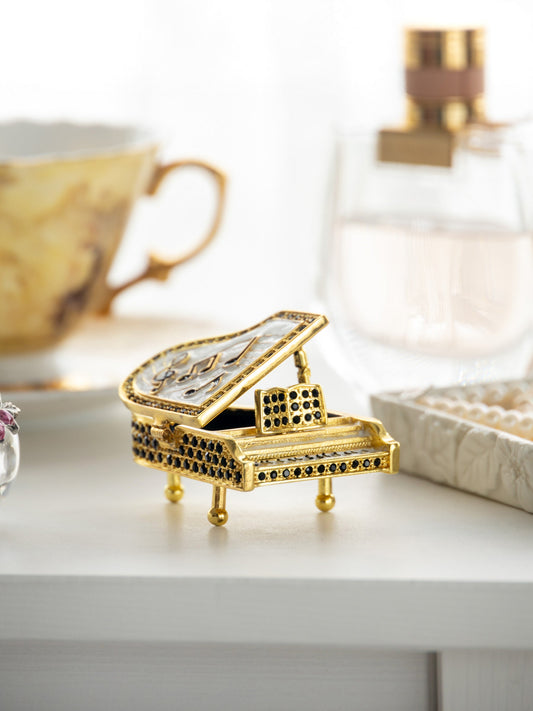 Keren Kopal Golden White Piano with Black Crystals