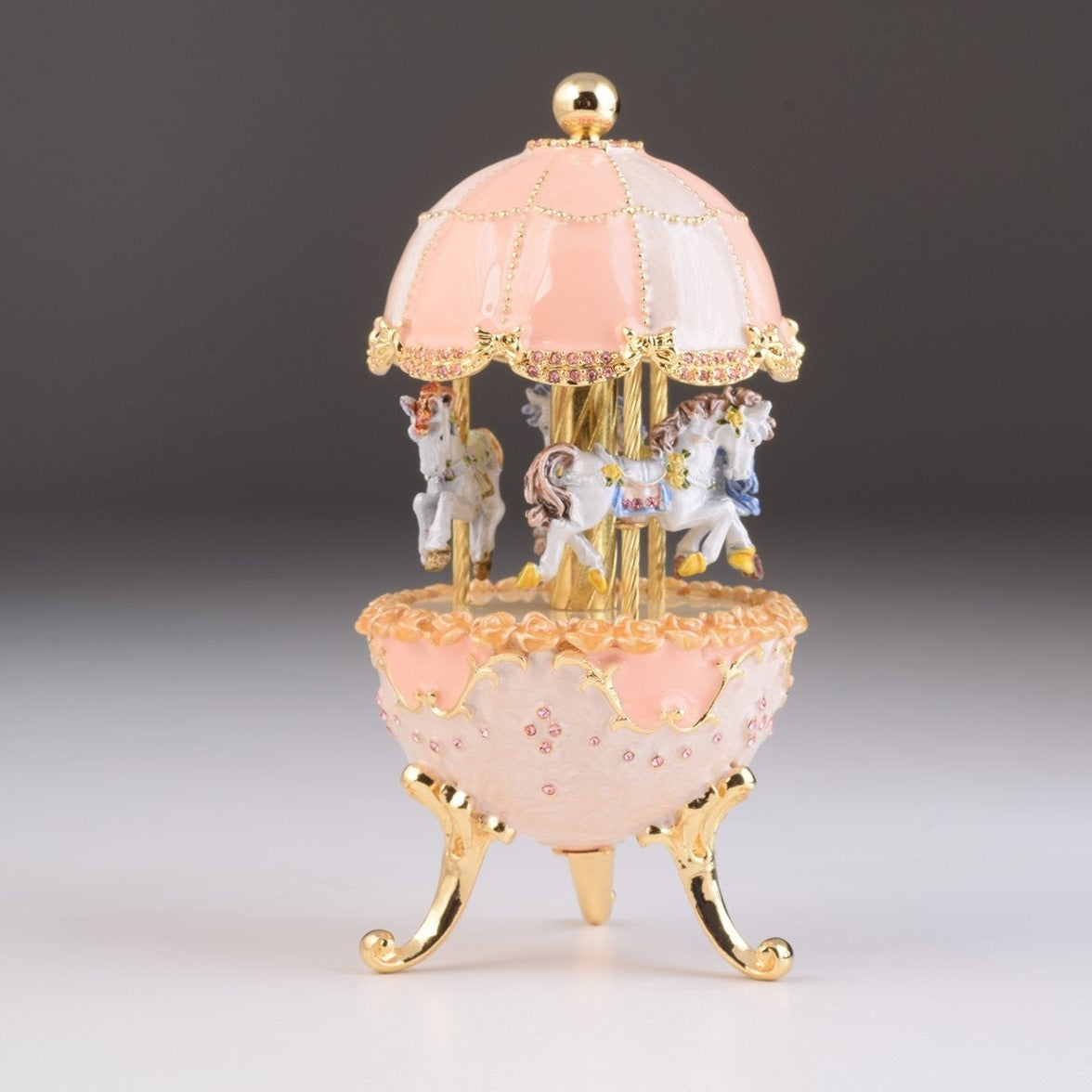 Pink Wind up Carousel Faberge Egg - Exquisite Decor