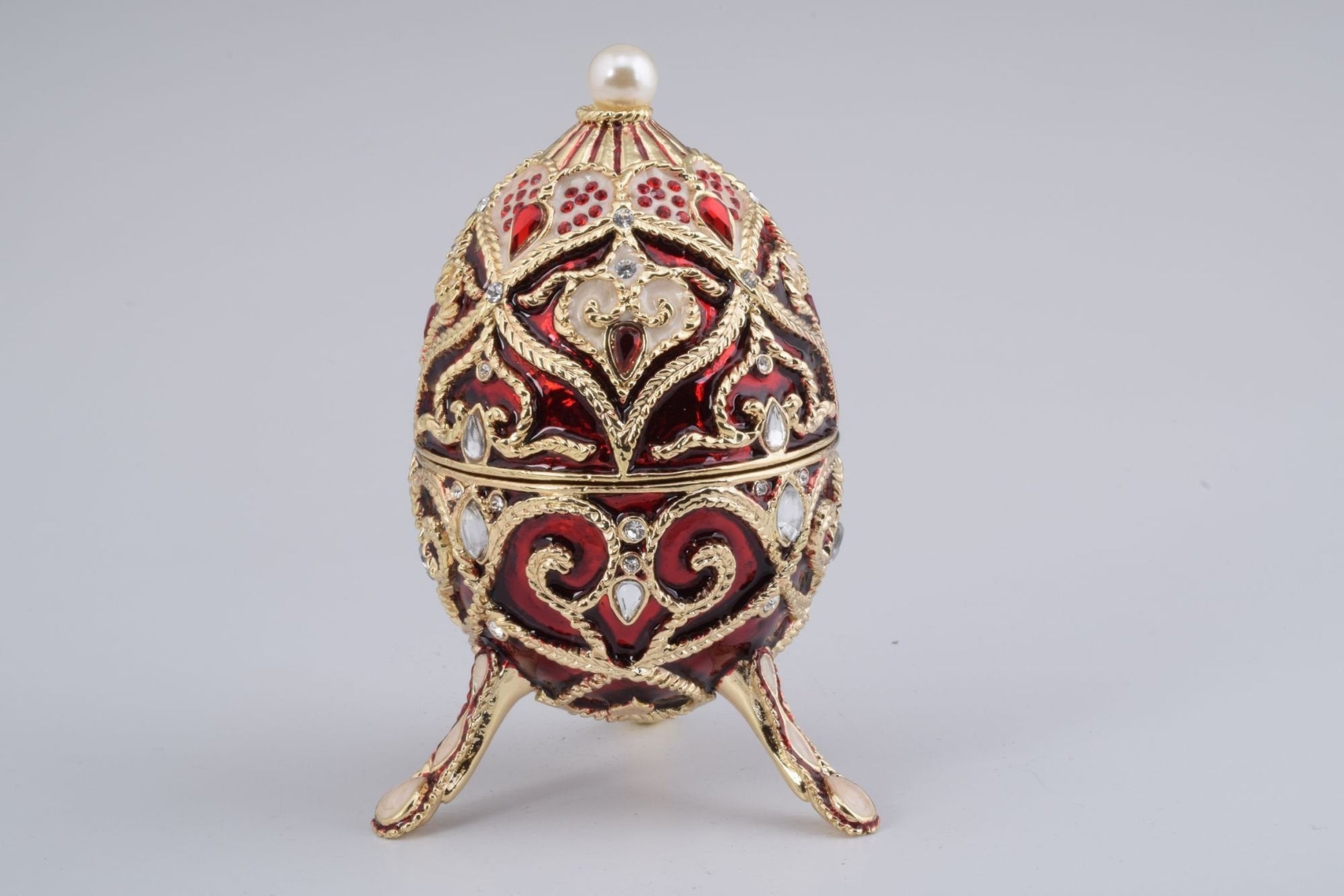 Keren Kopal Red Faberge Style Music Playing Egg