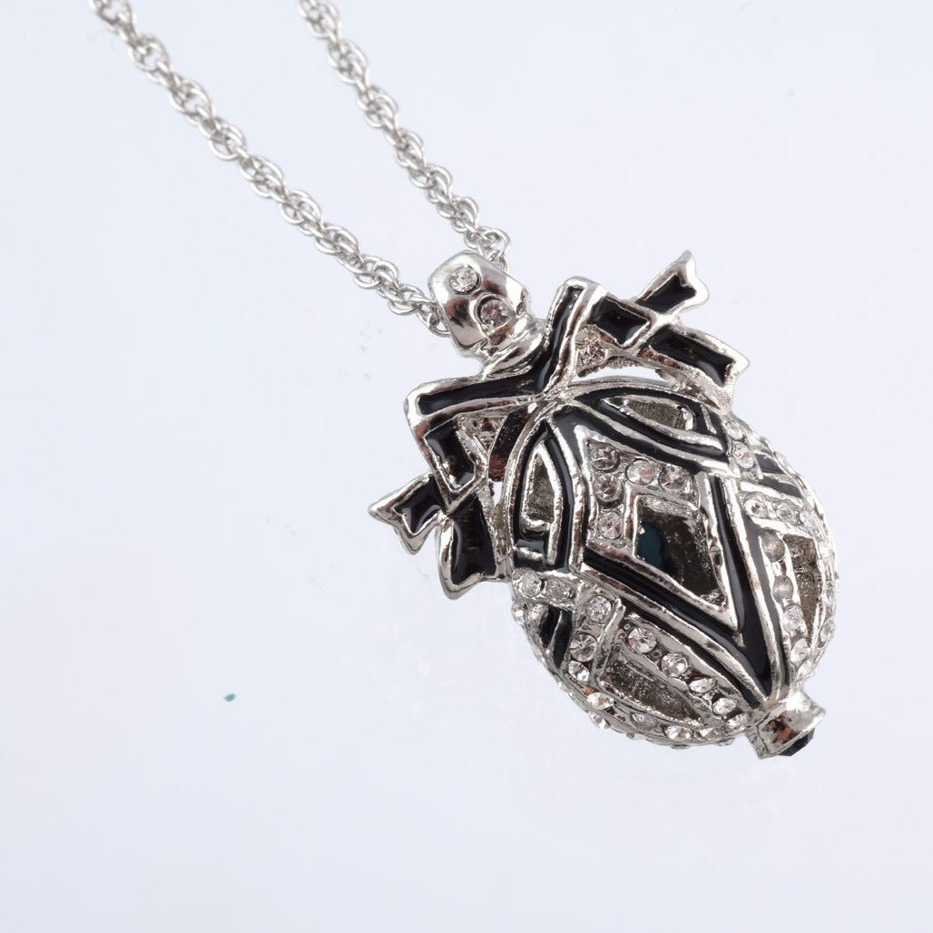 Silver & Black Egg Pendant Necklace - Exquisite Decor