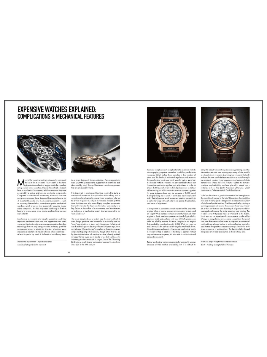עמוד מתוך הספר The World's Most Expensive Watches - טקסט וצילומים.