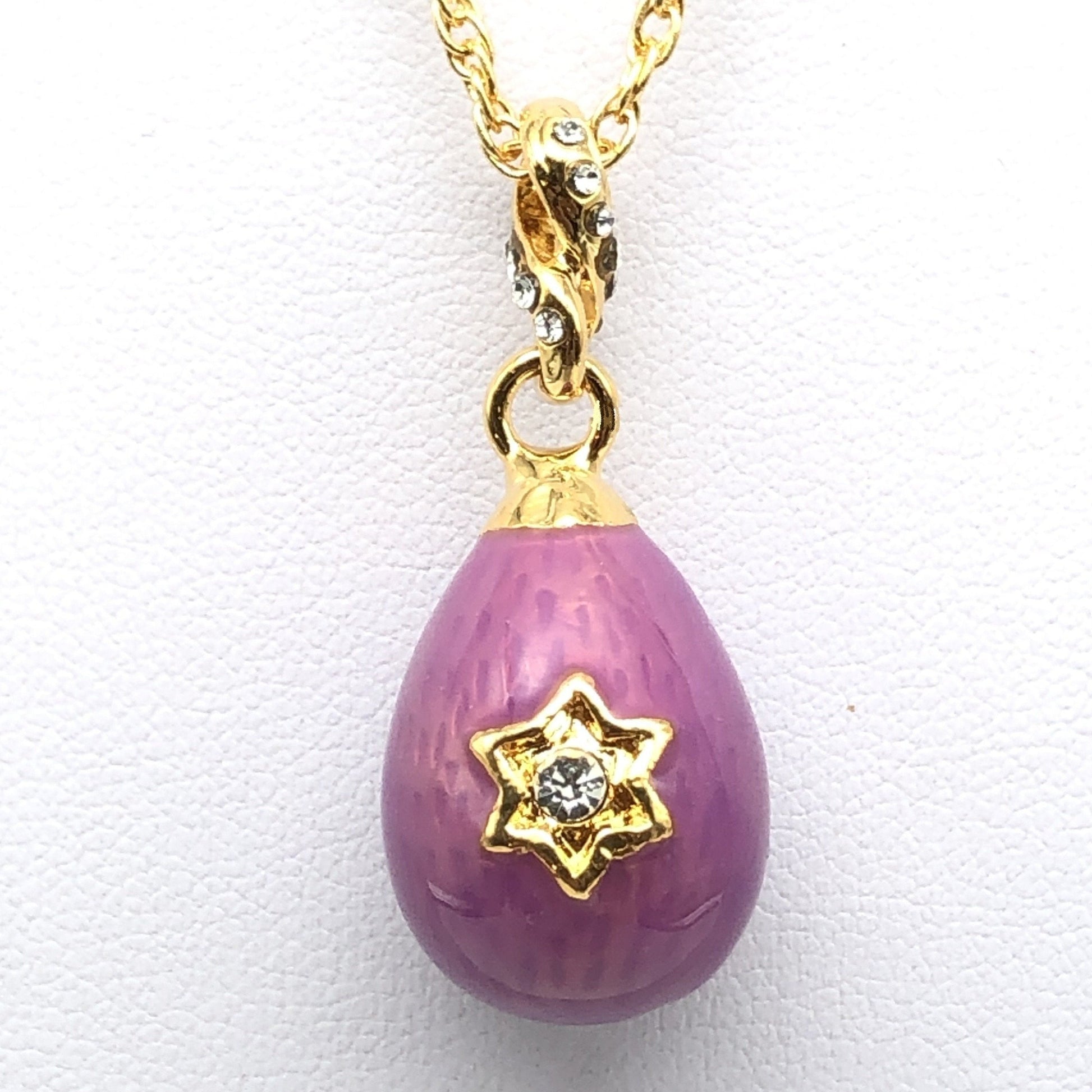 Purple Egg Star of David Pendant Gold Necklace - Exquisite Decor