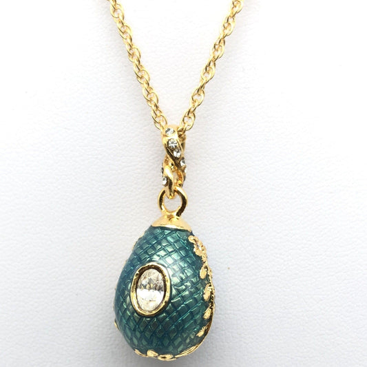 Teal Egg Pendant Gold Necklace - Exquisite Decor