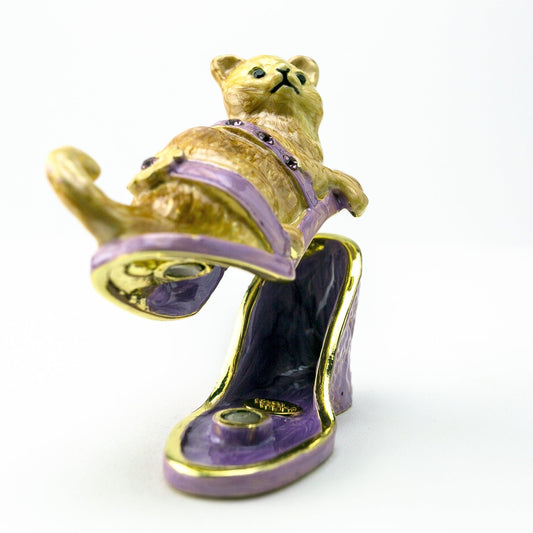Keren Kopal Cat sitting on an Evening Shoe