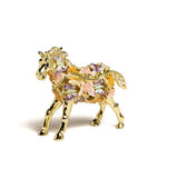 Handpainted Golden Horse Decorated with butterflies Trinket Box