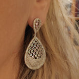 Platinum plated earrings with small white and colored round zirconia